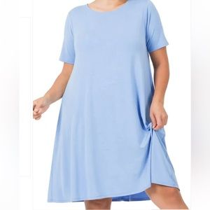 T-shirt pocket dress - curvy/plus (Periwinkle)